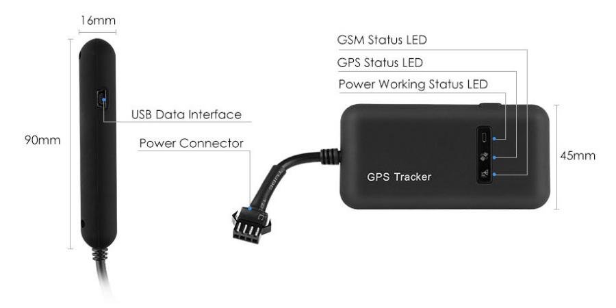 Localizador GTA02 Dimensiones
